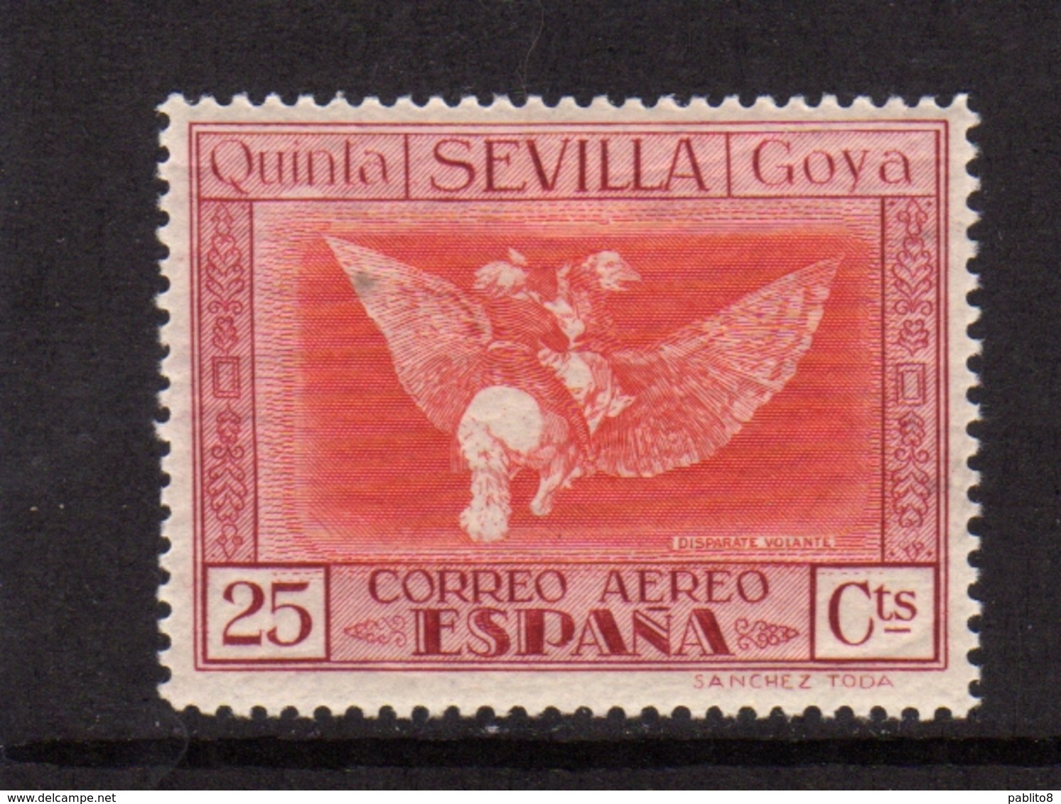 SPAIN ESPAÑA SPAGNA 1930 AIR MAIL CORREO AEREO GOYA ISSUE FANTASY OF FLIGHT CENT. 25c MLH - Nuovi