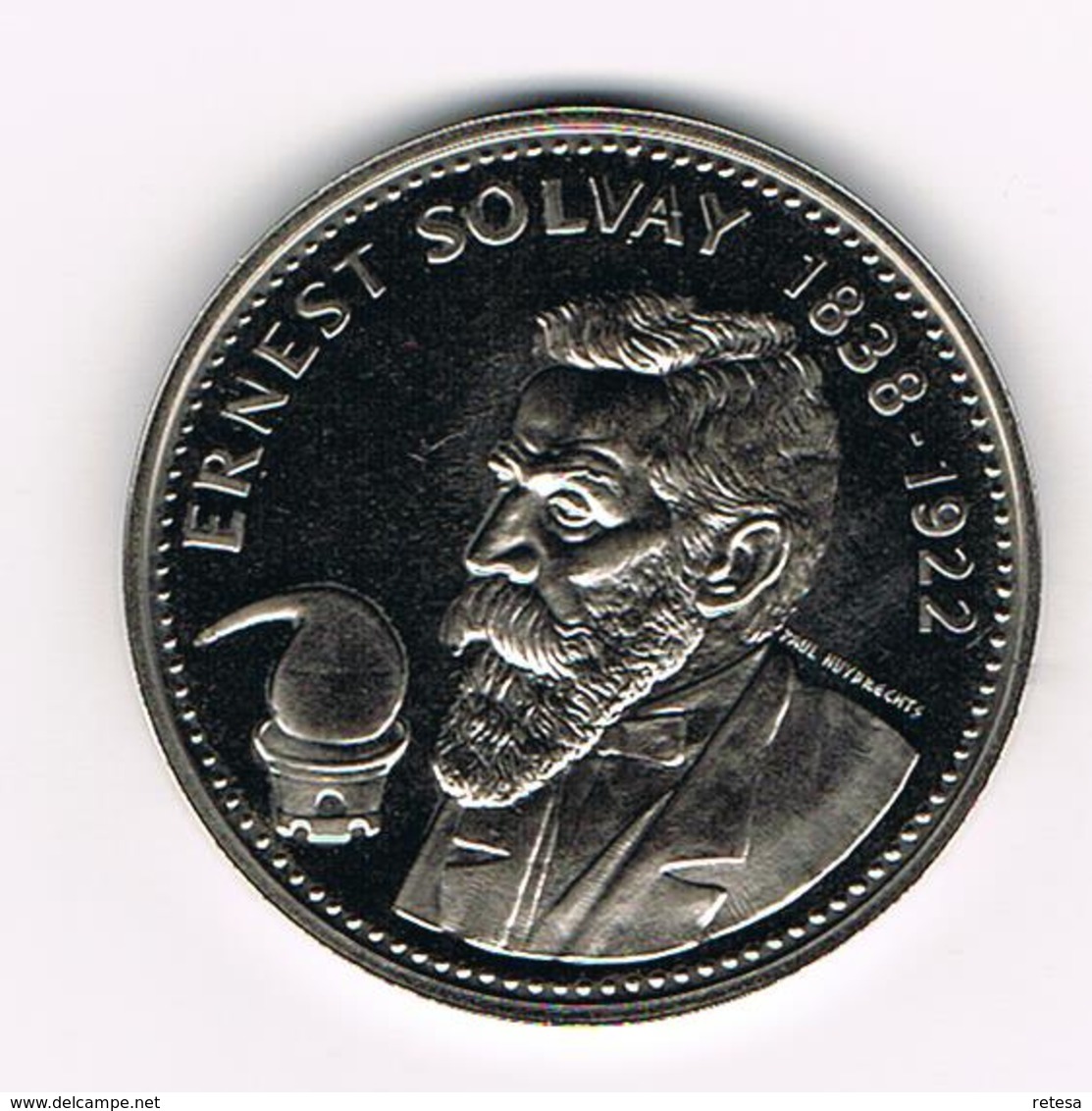 // HERDENKINGSMUNT ERNEST SOLVAY 1838/1922 BEGIQUE - BELGIE - Souvenir-Medaille (elongated Coins)