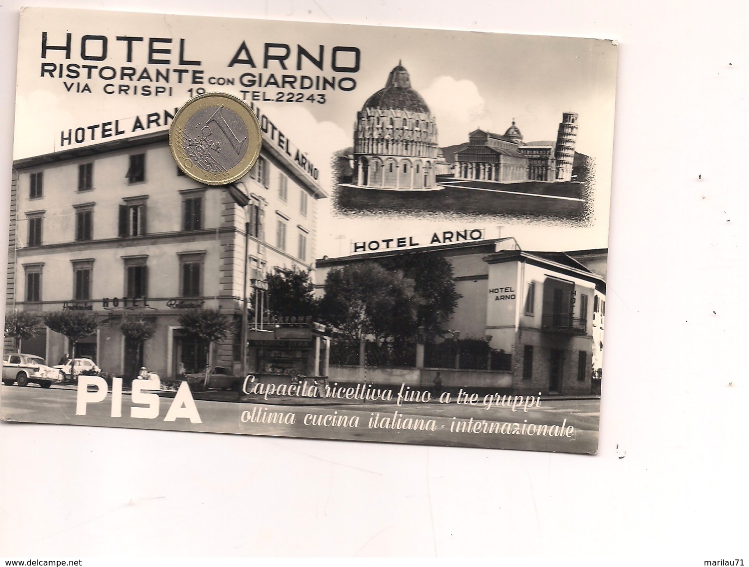 M8814 Toscana Pisa Viaggiata 1961 Hotel Arno - Pisa