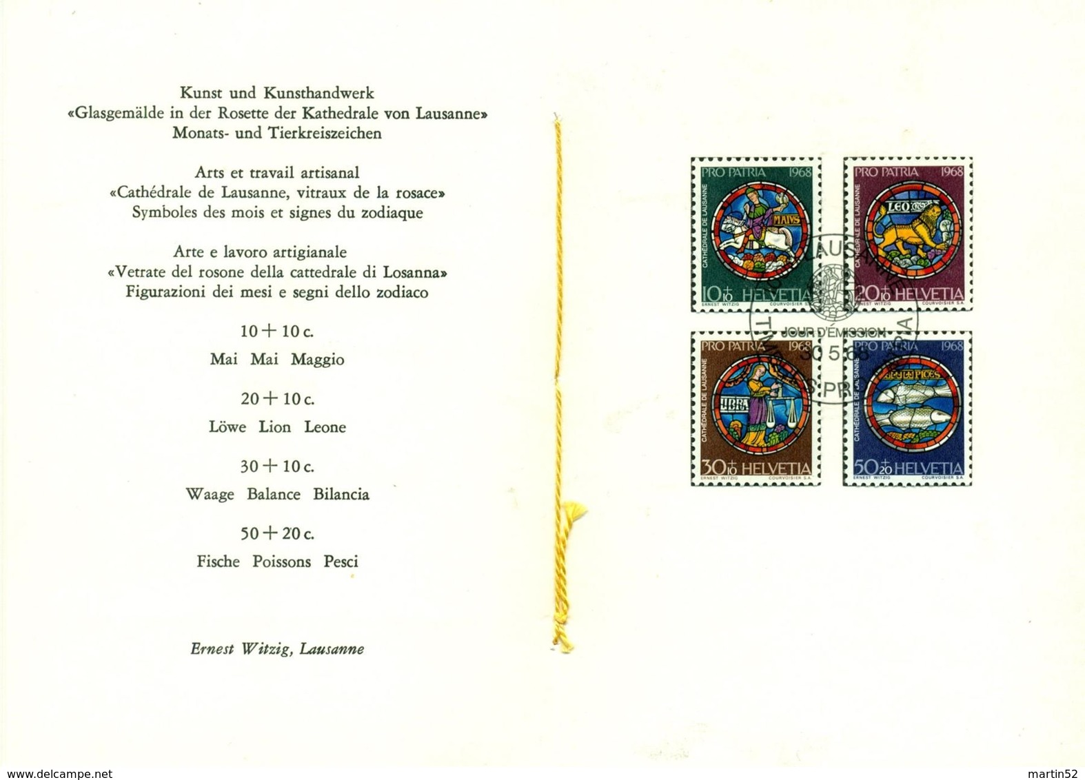 Schweiz Suisse 1968: PTT-Faltblatt Pro Patria 1968 Mit Abart WII140.2.01 Schwarzer Strich Zwischen Den Händen - Variétés