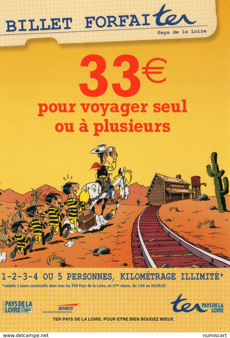 Bandes Dessinées Les Daltons Lucky Luke Pub Billet Forfait Ter Train - Bandes Dessinées