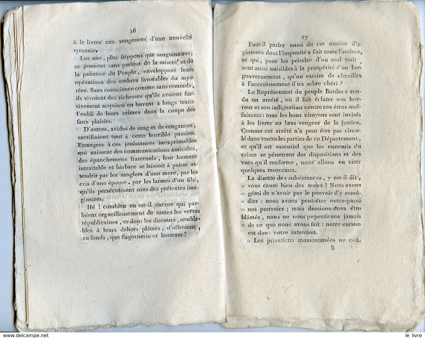 LIBOURNE 33 FEUILLE REPUBLICAINE N° PREMIER DU DISTRICT PAR UNE SOCIETE DE PATRIOTES AN3 ADMINISTRATION POLITIQUE - Decretos & Leyes