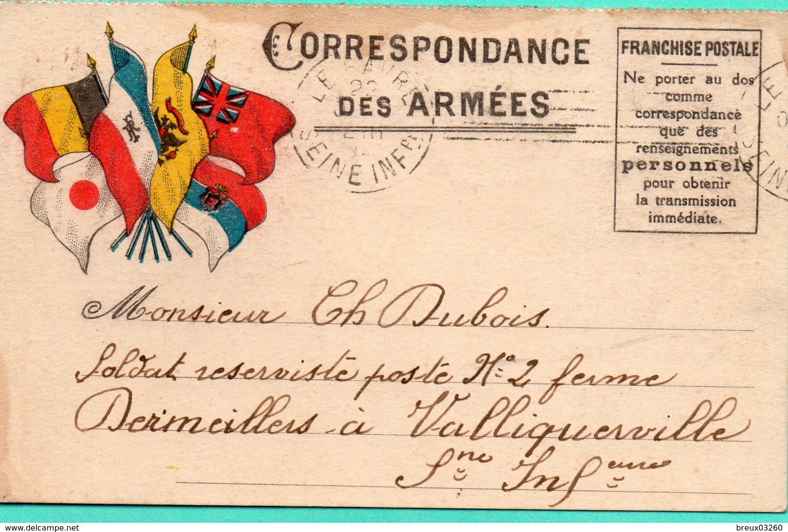 CP-  Correspondance Des Armées - 5 Drapeaux- - Guerra De 1914-18