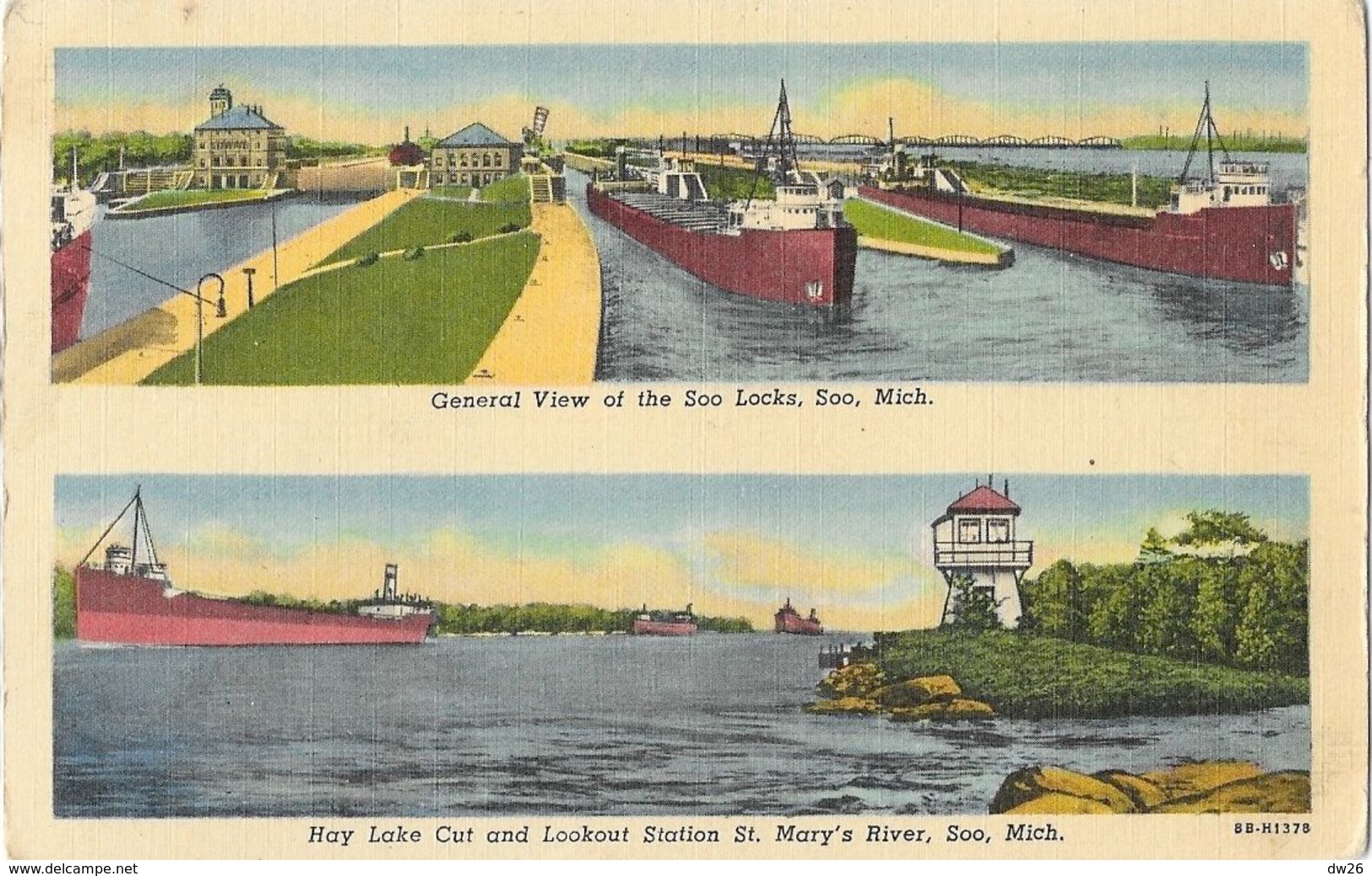 Sault Ste Marie MI - Multivues: General View Of The Soo Locks, Hay Lake Cut And Lookout Station St Mary's River - Autres & Non Classés