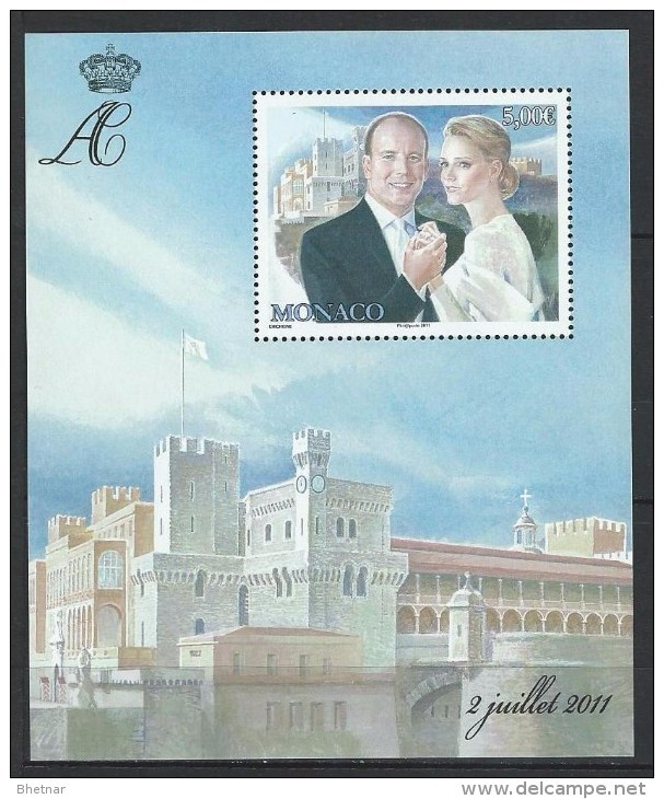 Monaco Bloc YT 100 " Mariage Du Prince Albert II " 2011 Neuf** - Blocks & Sheetlets