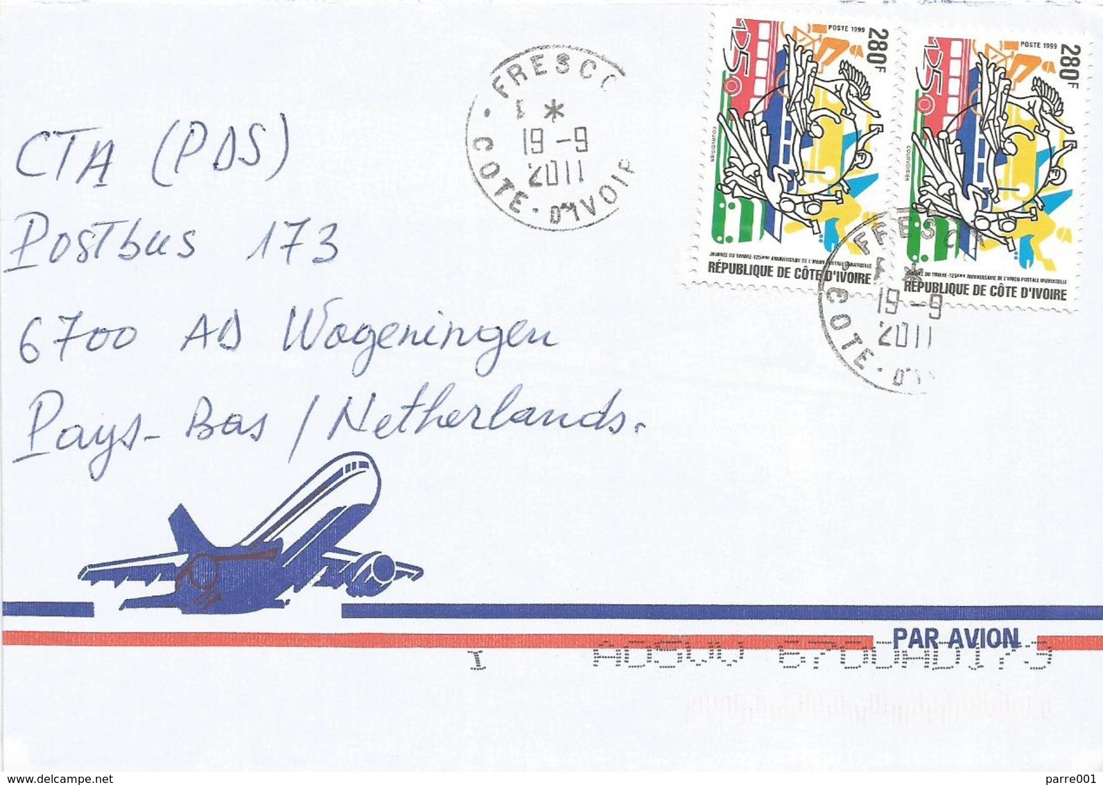 Cote D'Ivoire 2011 Fresco UPU 125th Anniversary Postal Congress Cover - UPU (Union Postale Universelle)