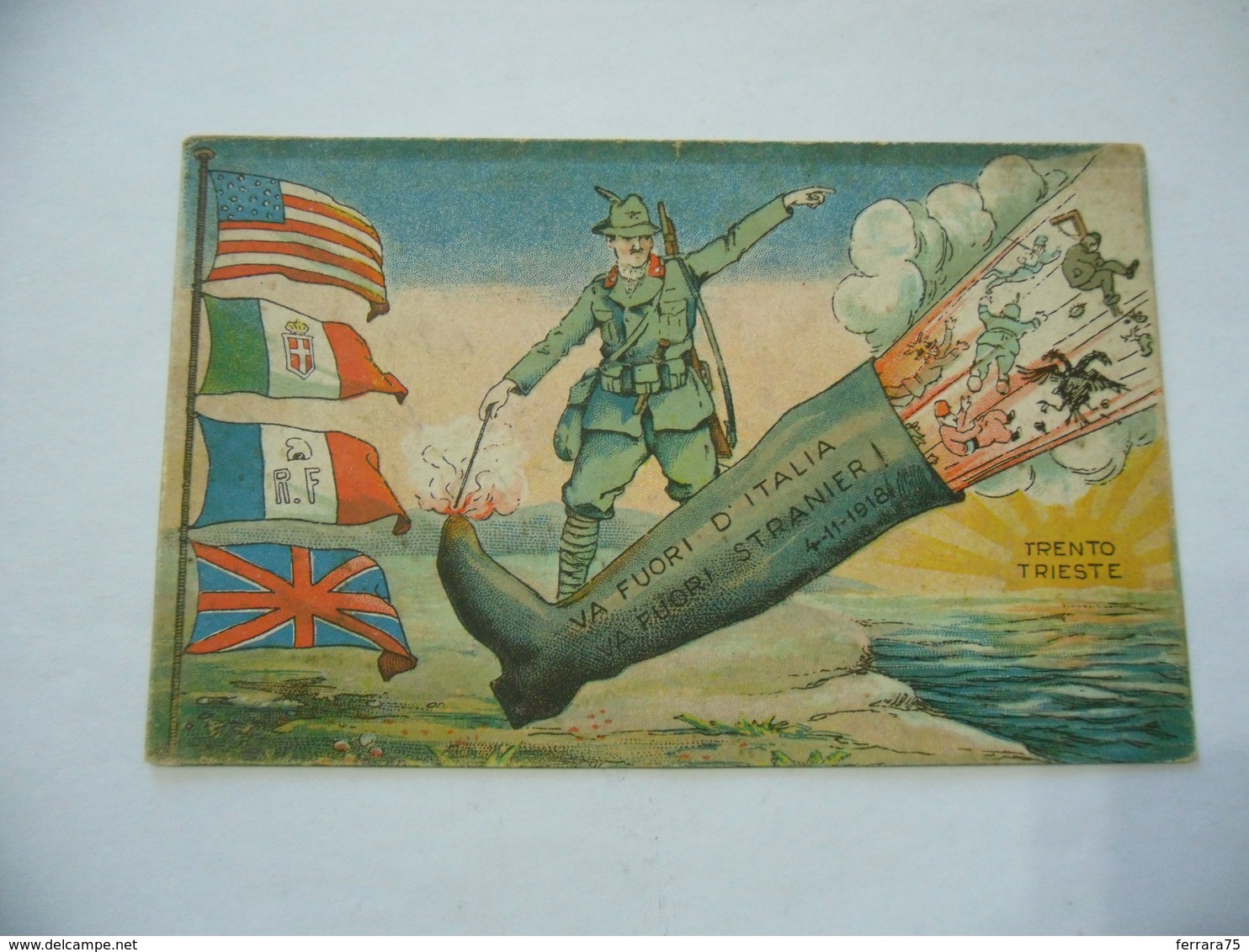 WW1 Cartolina Illustrata 1918 VA FUORI D'ITALIA STRANIER ! - ALPINI - - War 1914-18