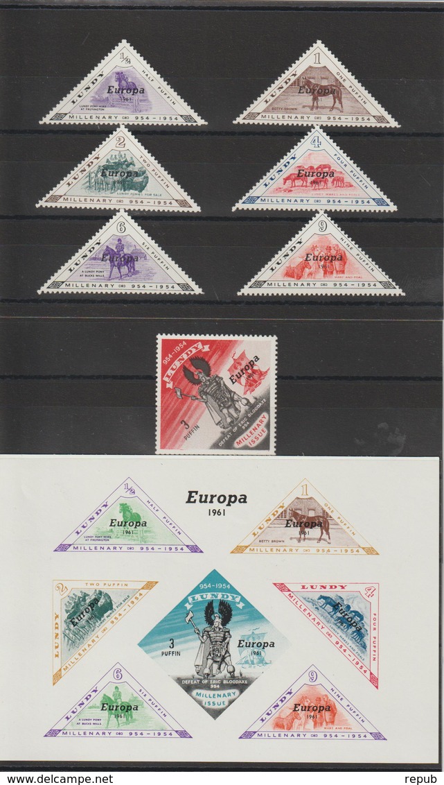 Europa 1961 Lundy 7 Val + BF ** MNH - 1961