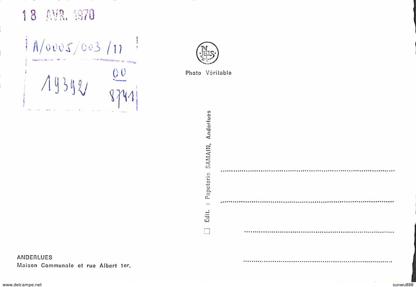 Anderlues - Maison Communale Et Rue Albert 1er (Edit. Papeterie Samain, Oldtimer, Cox) - Anderlues