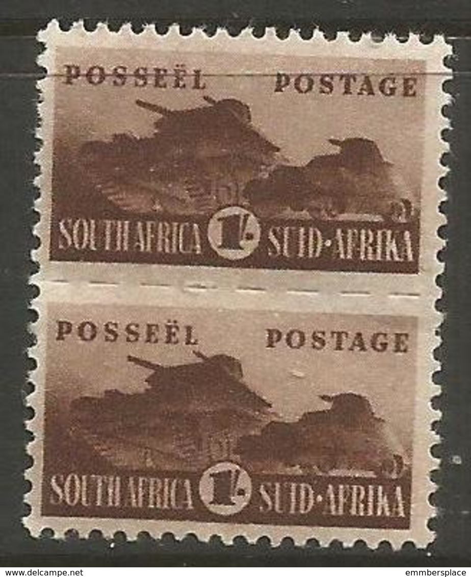 South Africa - 1942 Tanks 1/- Pair MH *   SG 104  Sc 97 - Unused Stamps