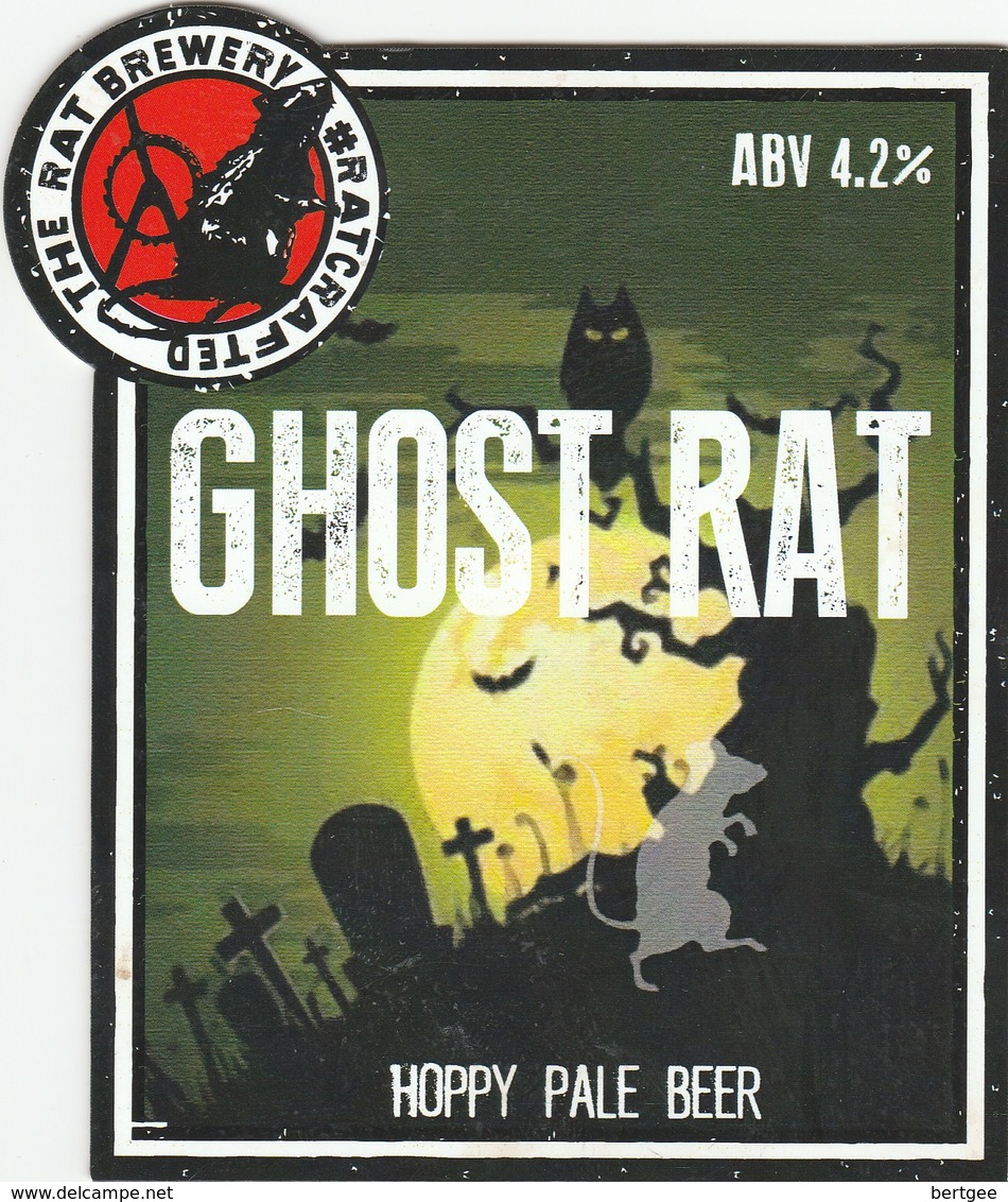THE RAT BREWERY (HUDDERSFIELD, ENGLAND) - GHOST RAT PALE BEER - PUMP CLIP FRONT - Letreros