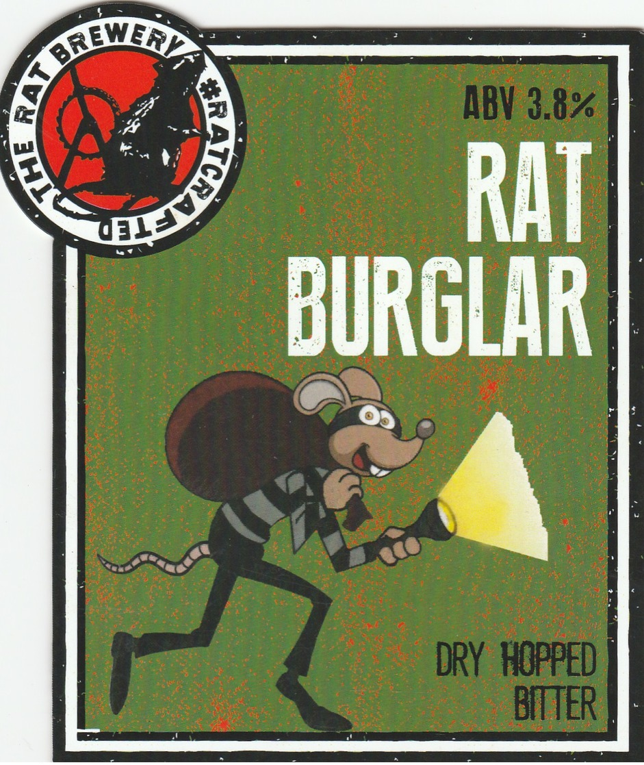 THE RAT BREWERY (HUDDERSFIELD, ENGLAND) - RAT BURGLER BITTER - PUMP CLIP FRONT - Letreros