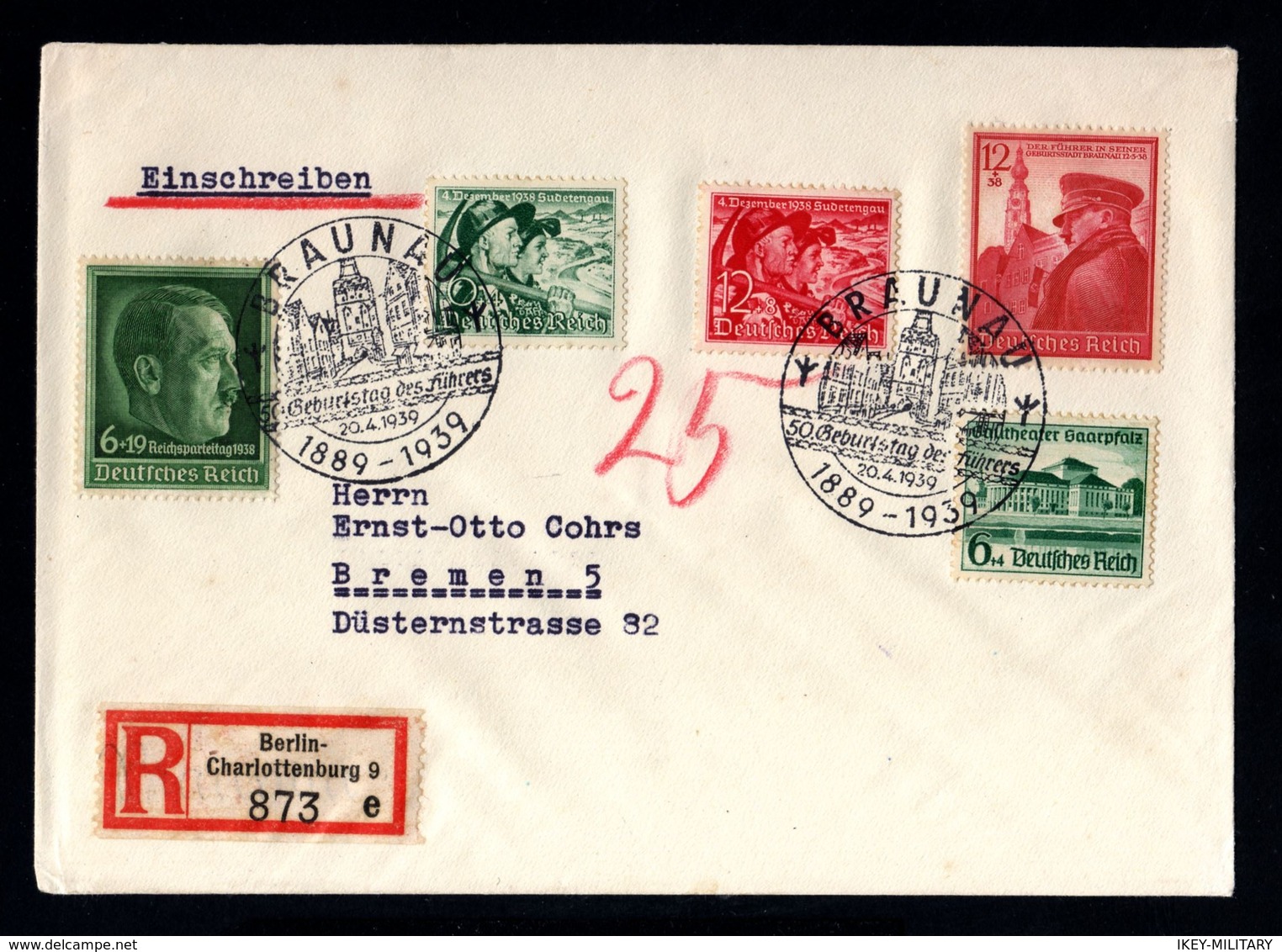 028-GERMAN EMPIRE-MILITARY REGISTERED COVER BERLIN To BREMEN.1939.WWII.DEUTSCHES REICH.Brief EINSCHREIBEN. - Covers & Documents