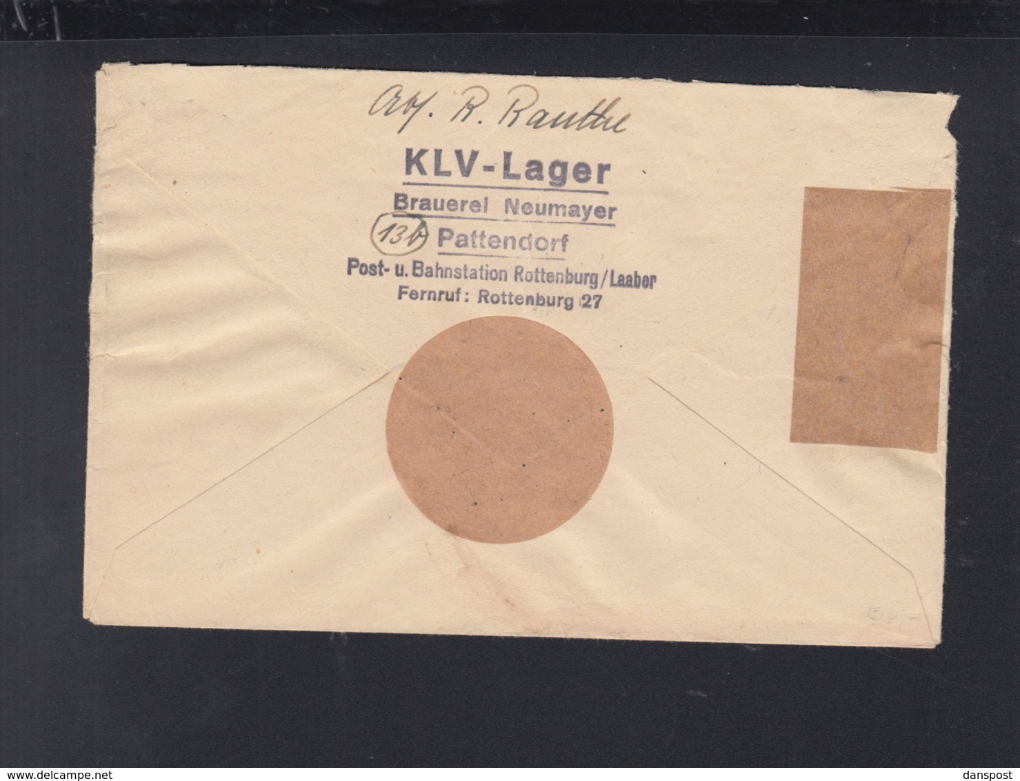 Dt. Reich KLV Lager Brauerei Neumayer Pattendorf Rottenburg 1944 - Storia Postale