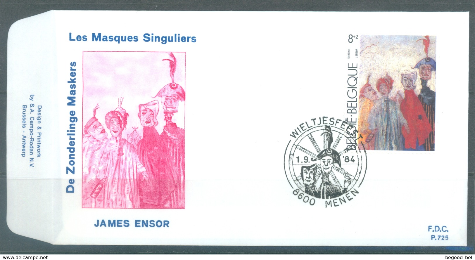 BELGIUM - 1.9.1984 - FDC - JAME ENSOR  RODAN 725 MENEN - COB 2141 -  Lot 19584 - 1981-1990