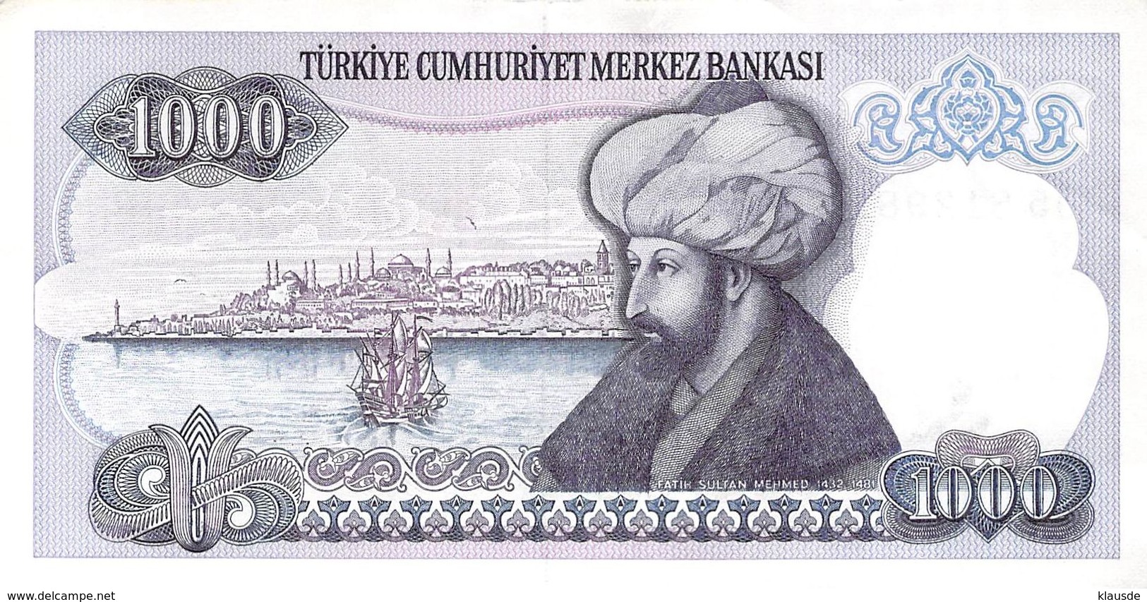 1000 Türk Lira Banknote Türkei VF/F (III) 1970 - Turquie