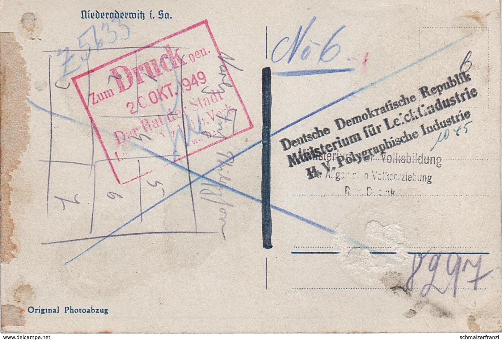 Vorlagekarte AK Nieder Oderwitz Niederoderwitz Fabrik Gasthof A Eibau Zittau Hainewalde DDR Stempel Zum Druck Genehmigt - Bertsdorf-Hoernitz