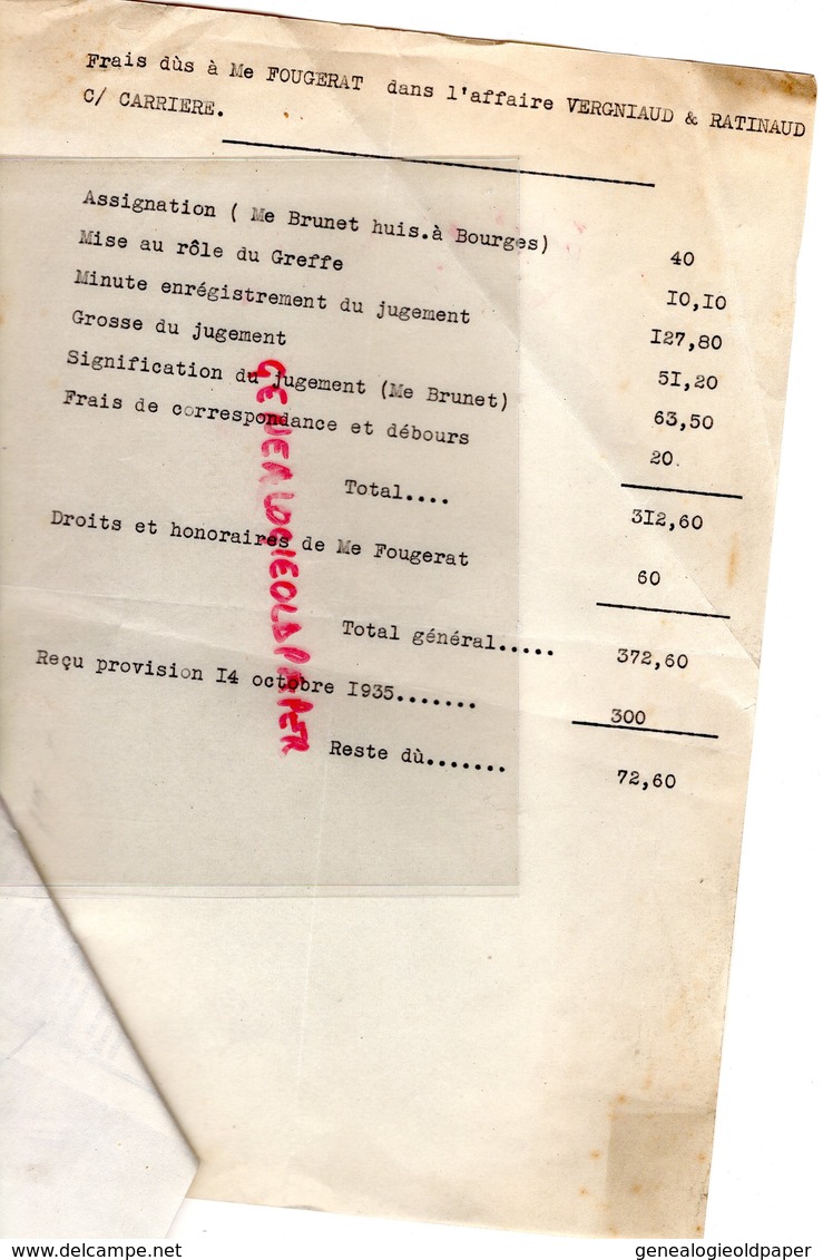 87-ROCHECHOUART-HENRI FOUGERAT AVOUE- AFFAIRE VERGNIAUD RATINAUD ST SAINT JUNIEN GANTERIE CONTRE CARRIERE-1937 - Old Professions