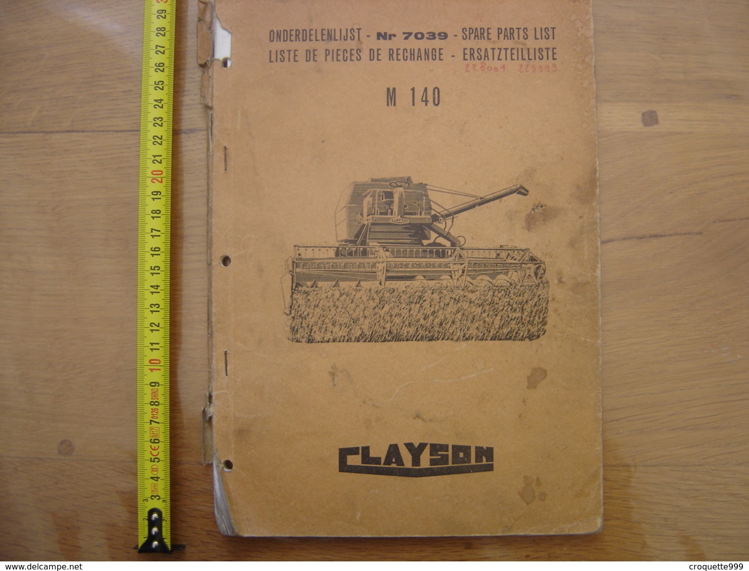 1967 Moissonneuse Batteuse CLAYSON M 140 Catalogue Piece De Rechange AGRICULTURE - Autres Plans