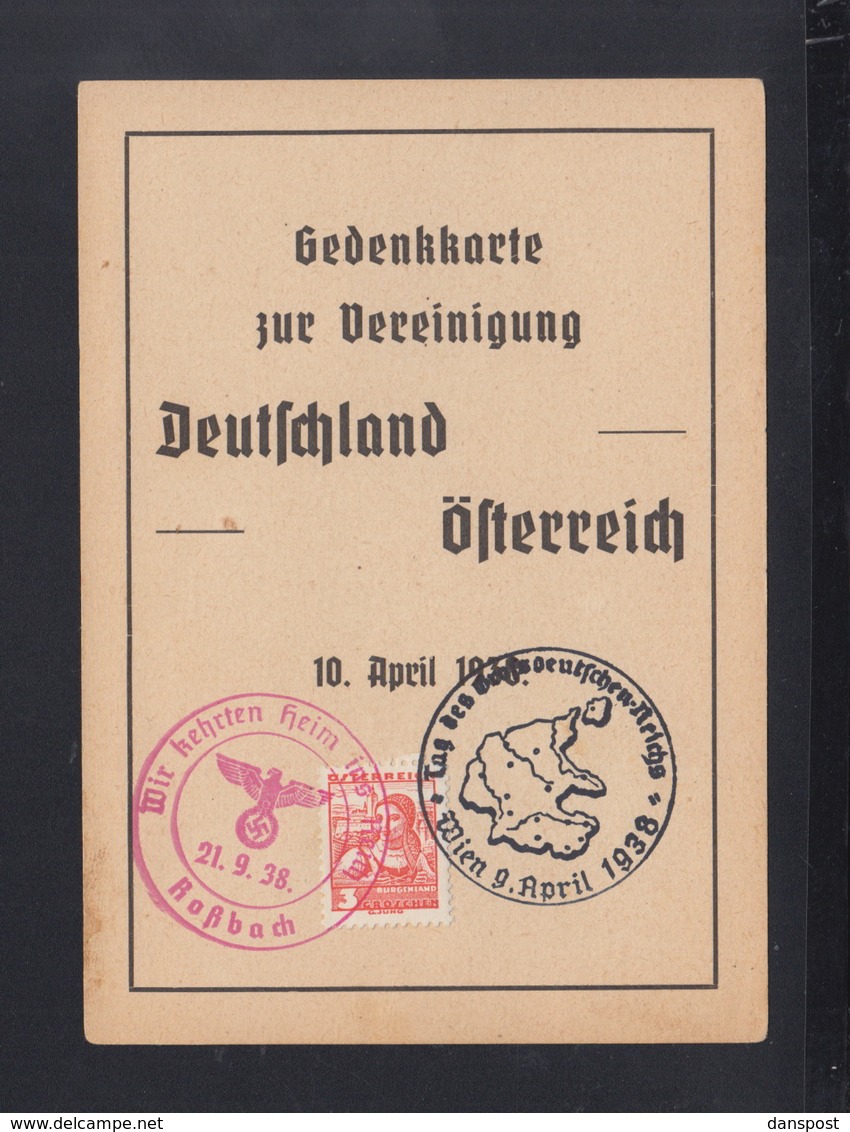 Österreich PK Heim Ins Reich Roßbach 1938 - Storia Postale