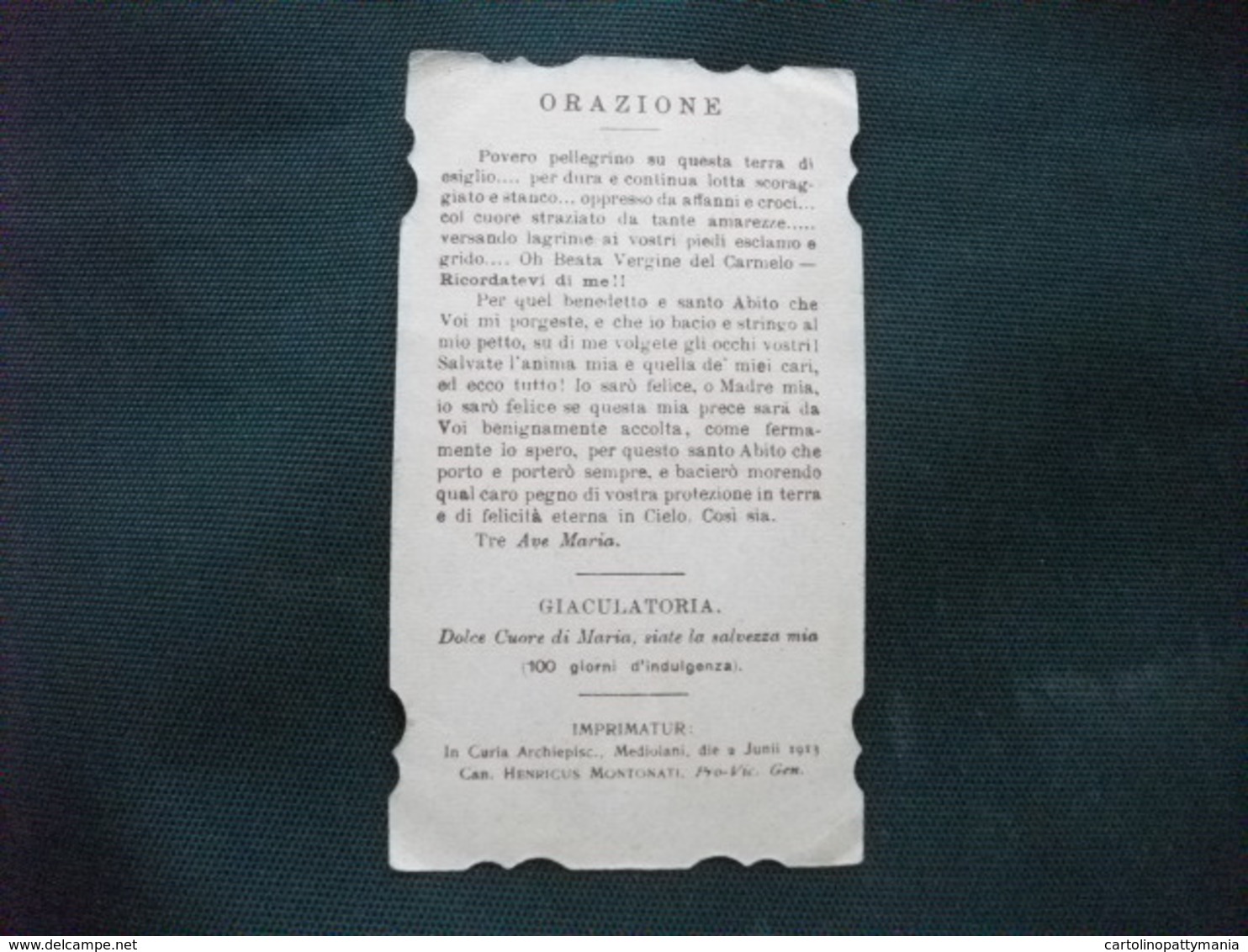 SANTINO HOLY PICTURE IMAGE SAINTE ORAZIONE ALLA VERGINE MARIA ANGELI - Religión & Esoterismo