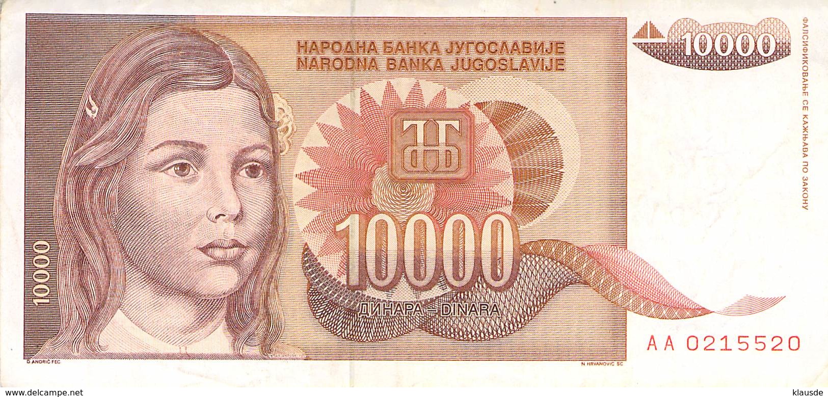 10000 Dinar Banknote Jugoslawien 1992 VF/F (III) - Jugoslawien