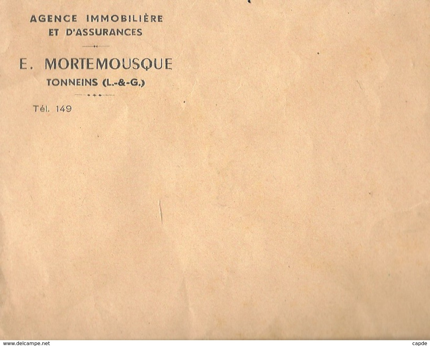 E. Mortemousque. - Agence Immobilière Et D'assurances. - Tonneins. - Ex Libris