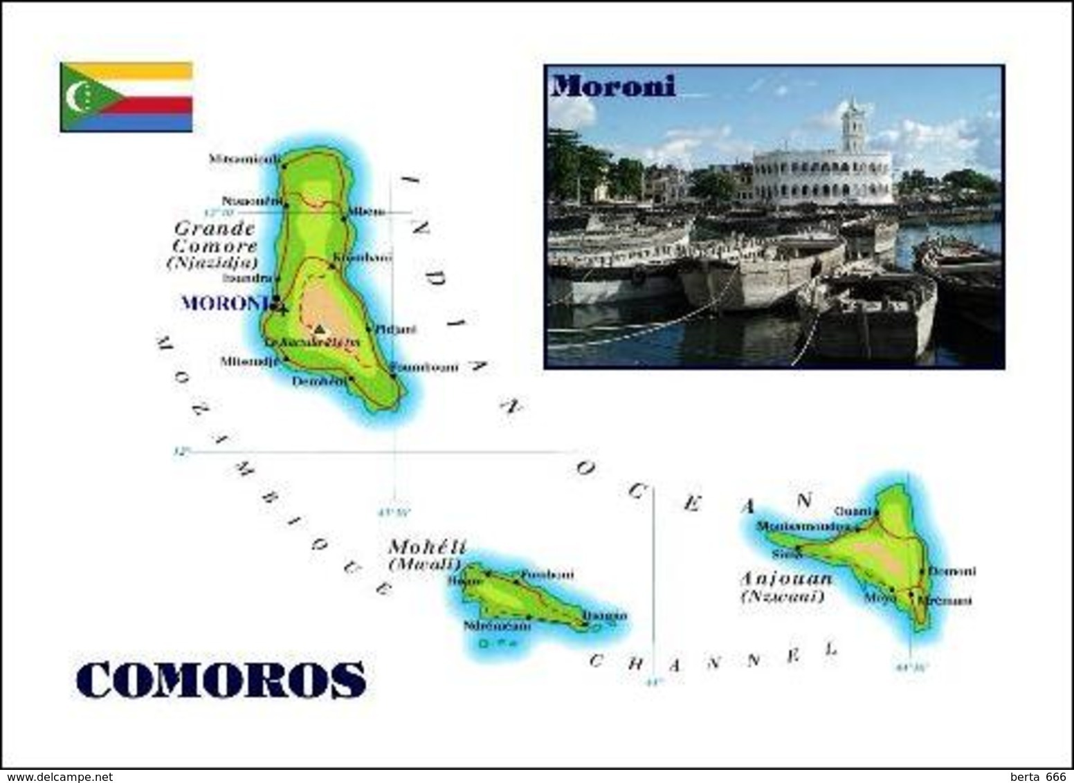 Comoros Islands Map Comores New Postcard Komoren Landkarte AK - Komoren