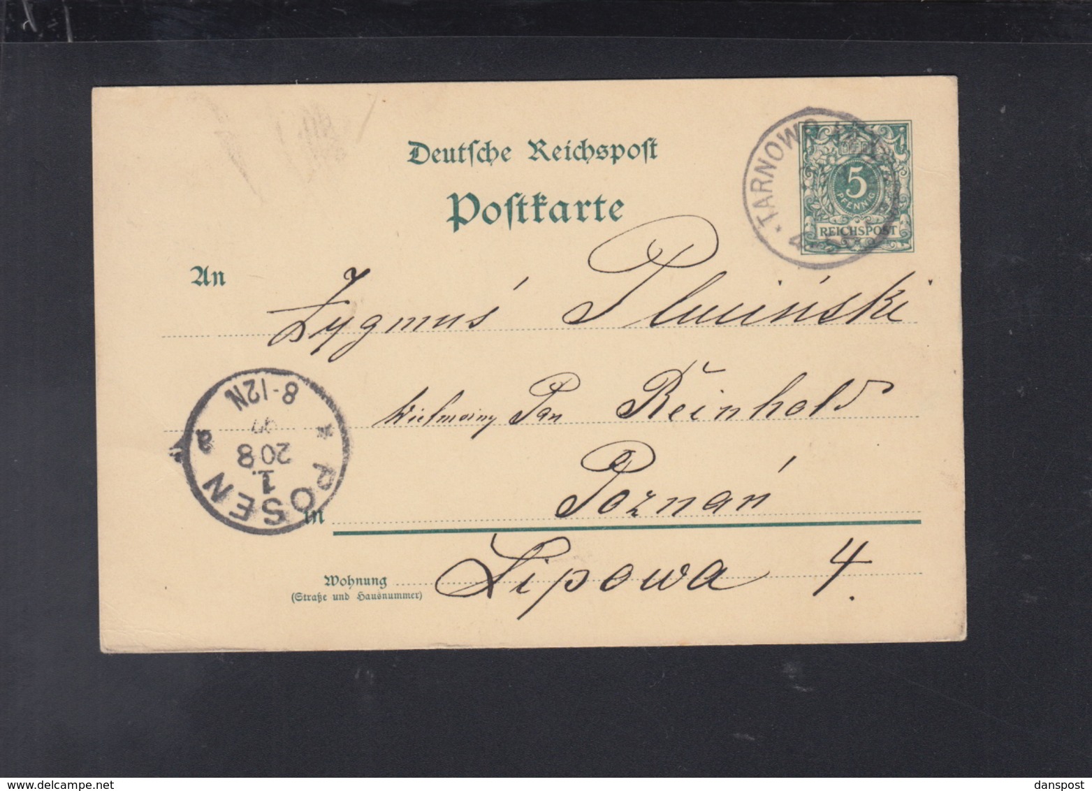 Dt. Reich Polen Poland GSK 1897 Tarnowo Nach Posen - Briefe U. Dokumente