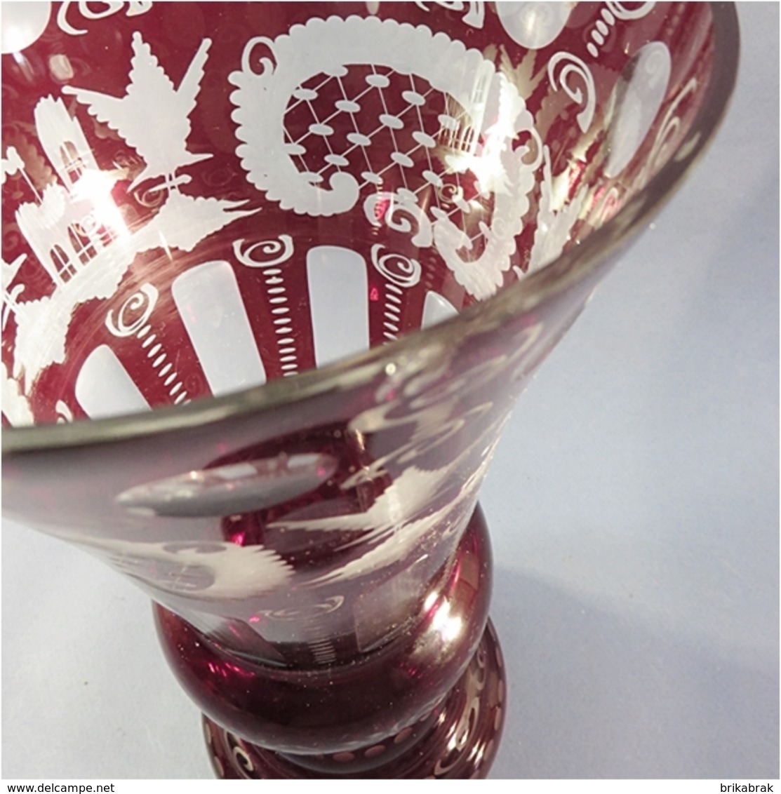 ° VASE GRENAT EN CRISTAL TAILLE + Fleur Verre - Verre & Cristal