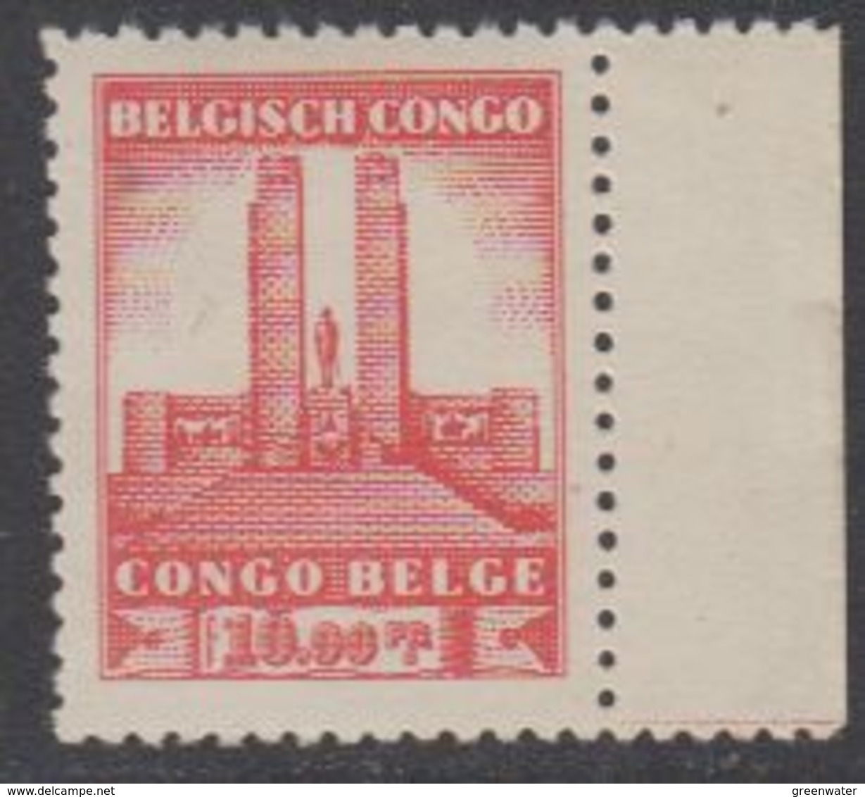 Belgisch Congo 1941 Monument Koning Albert I Te Leopoldstad 10Fr  1w Bladboord (see Scan) ** Mnh (42933N) - Ongebruikt