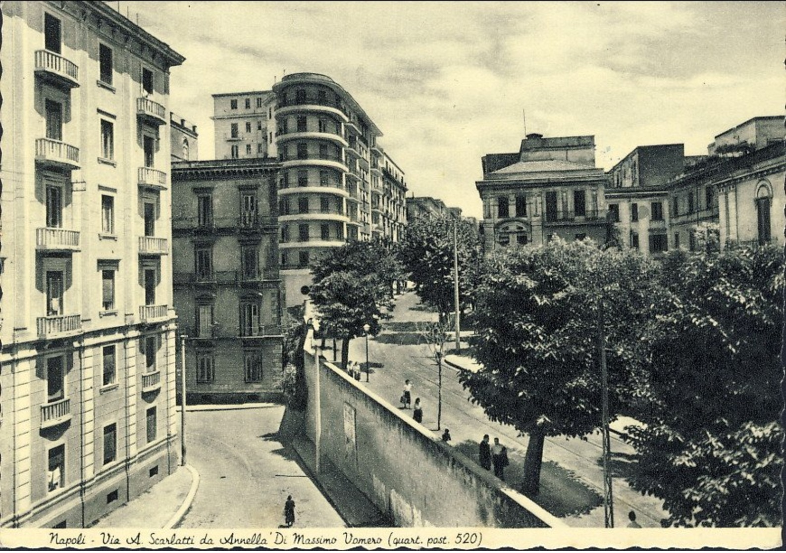 1956- Cartolina Foto Napoli Via Scarlatti Da Annella Di Massimo Vomero (quartiere Postale 520) Affrancata L.60 Europa Co - Napoli (Naples)