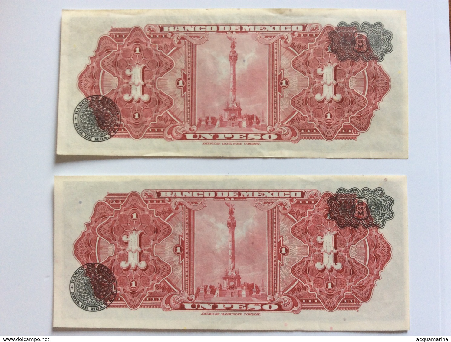 MESSICO MEXICO 2 NOTES 1 PESO 8-IX-1954 AU - Messico