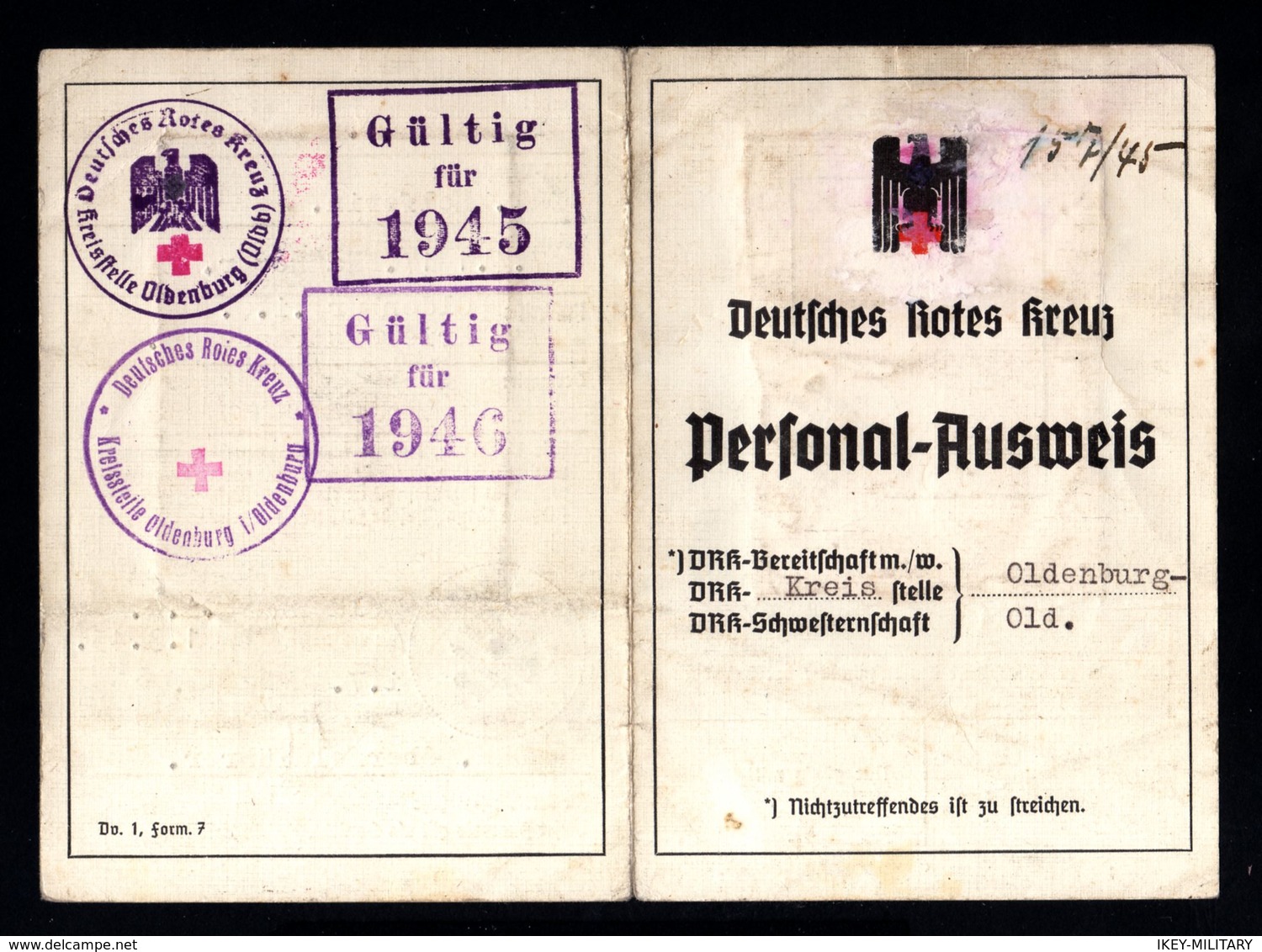 GERMAN EMPIRE-MILITARY PROPAGANDA Identity Card NURSE OF THE GERMAN RED CROSS.1945.WWII.DEUTSCHES REICH.Very Rare!! - 1939-45