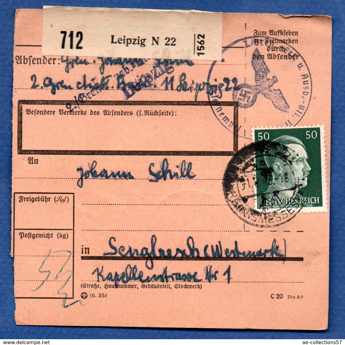 Colis Postal / De Leipzig  / Pour Seingbouse ( Sengbusch ) - Altri & Non Classificati