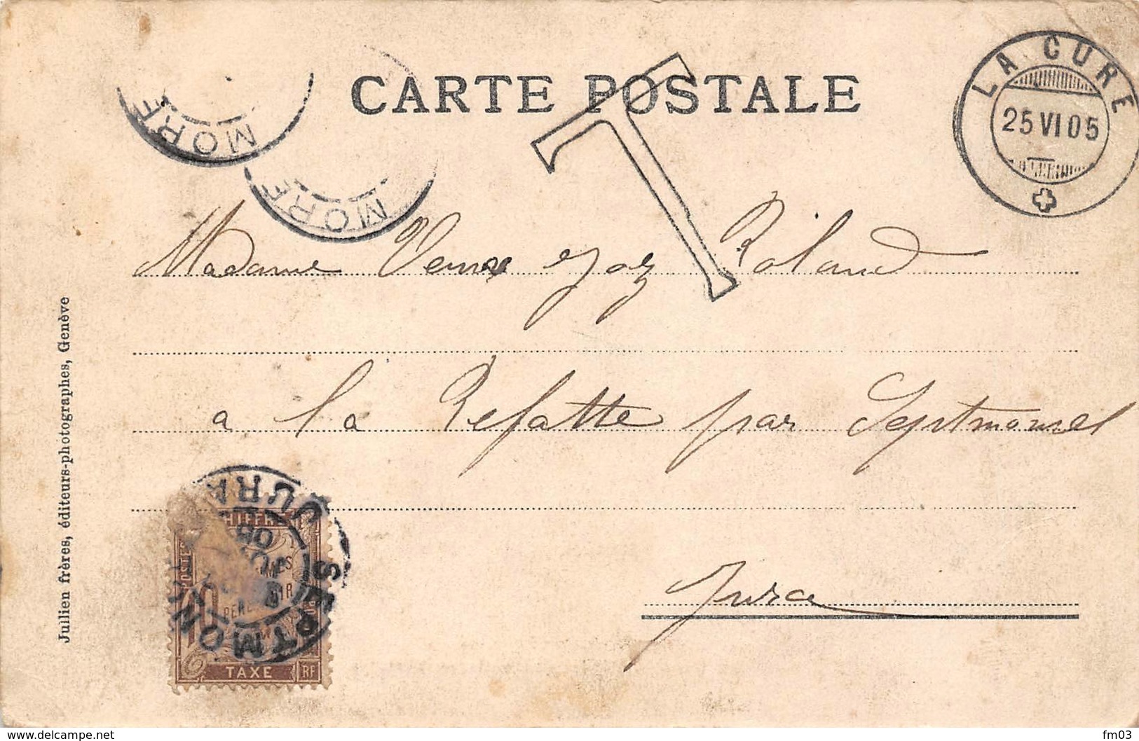 La Cure Les Rousses Canton Morez Départ Des Voitures Postales Diligence Thème Poste Courrier JJ 5205 - Other & Unclassified