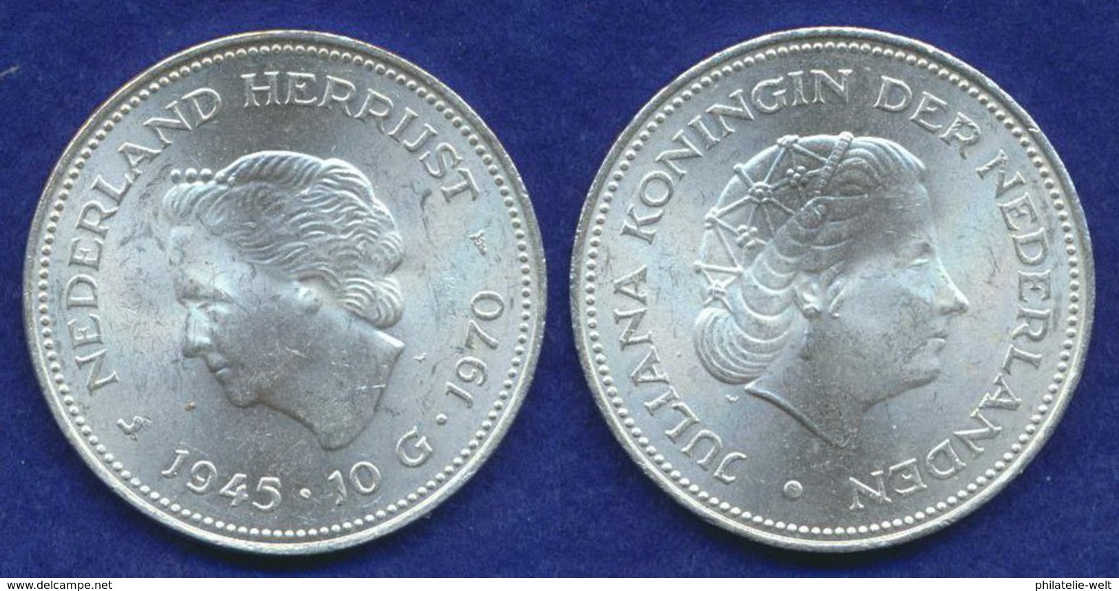 Niederlande 10 Gulden 1970 Jahrestag Ag720 25g - 1948-1980 : Juliana