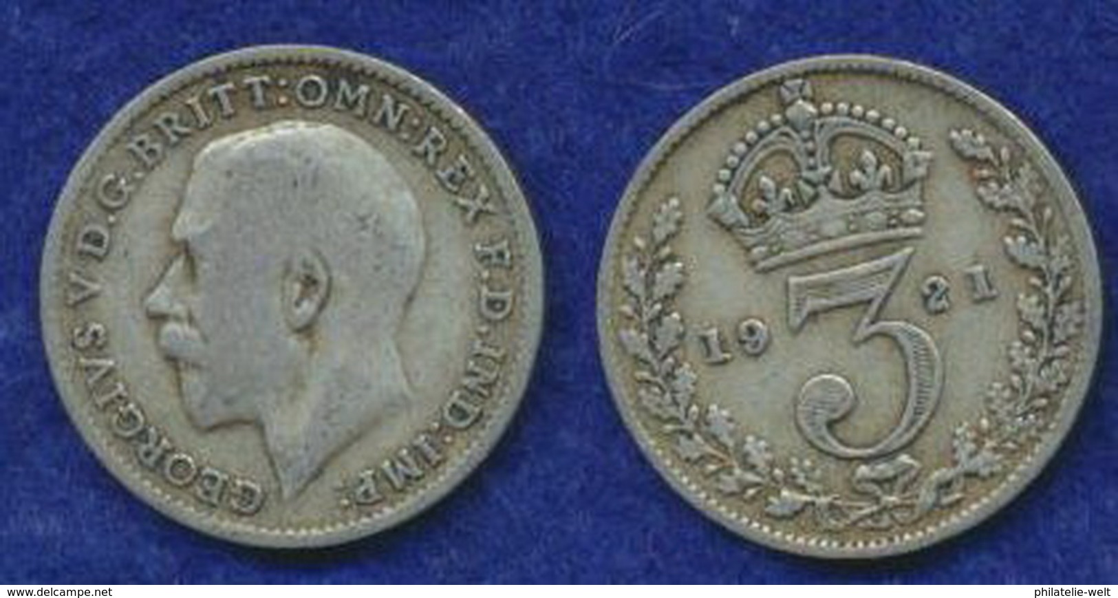 Großbritannien 3 Pence Georg V. 1921 Ag500 1,4g - F. 3 Pence