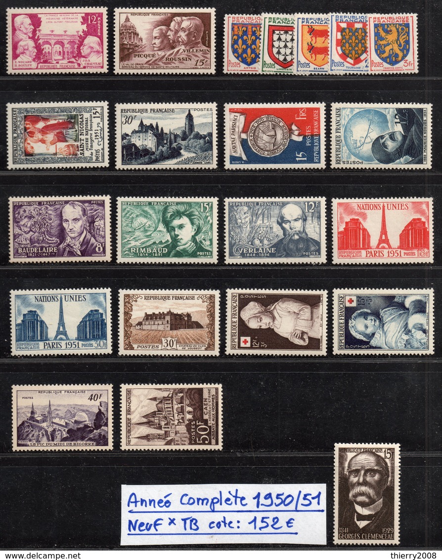 Année Complète 1950/51 Neuf * Avec Trace De Charnière  TTB - 1940-1949