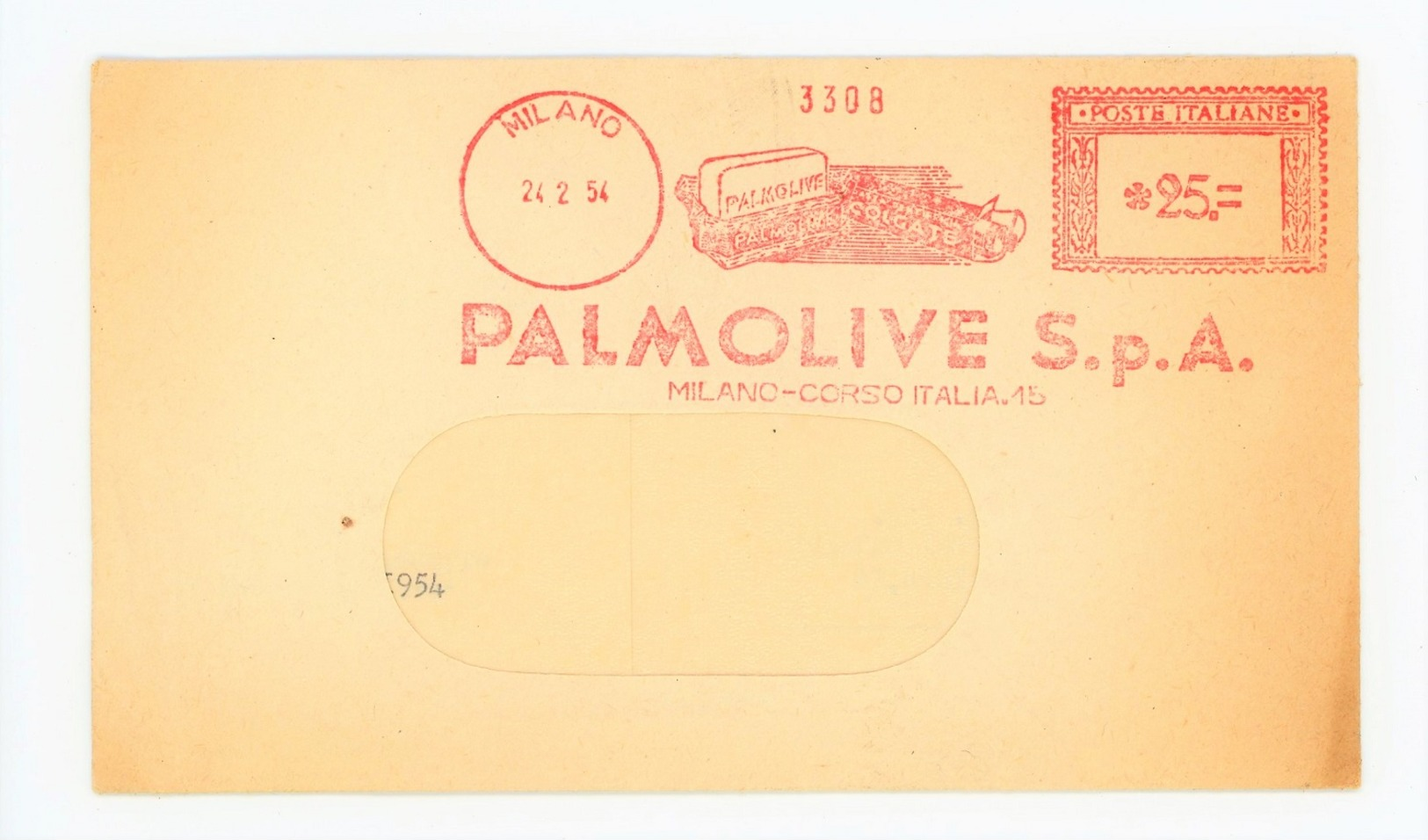 AFFRANCATURA MECCANICA – PALMOLIVE- 24/02/1954 (15/03) - Maschinenstempel (EMA)