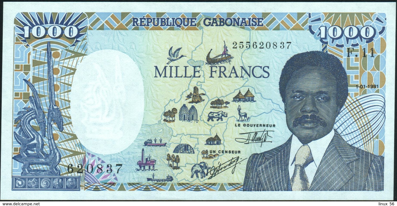 GABON - 1.000 Francs 01.01.1991 AU-UNC P.10 B - Gabun