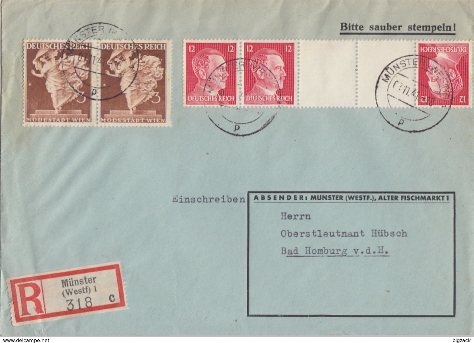 DR R-Brief Mif Minr.2x 768, Zdr. Minr.KZ41 Münster 7.11.41 - Briefe U. Dokumente