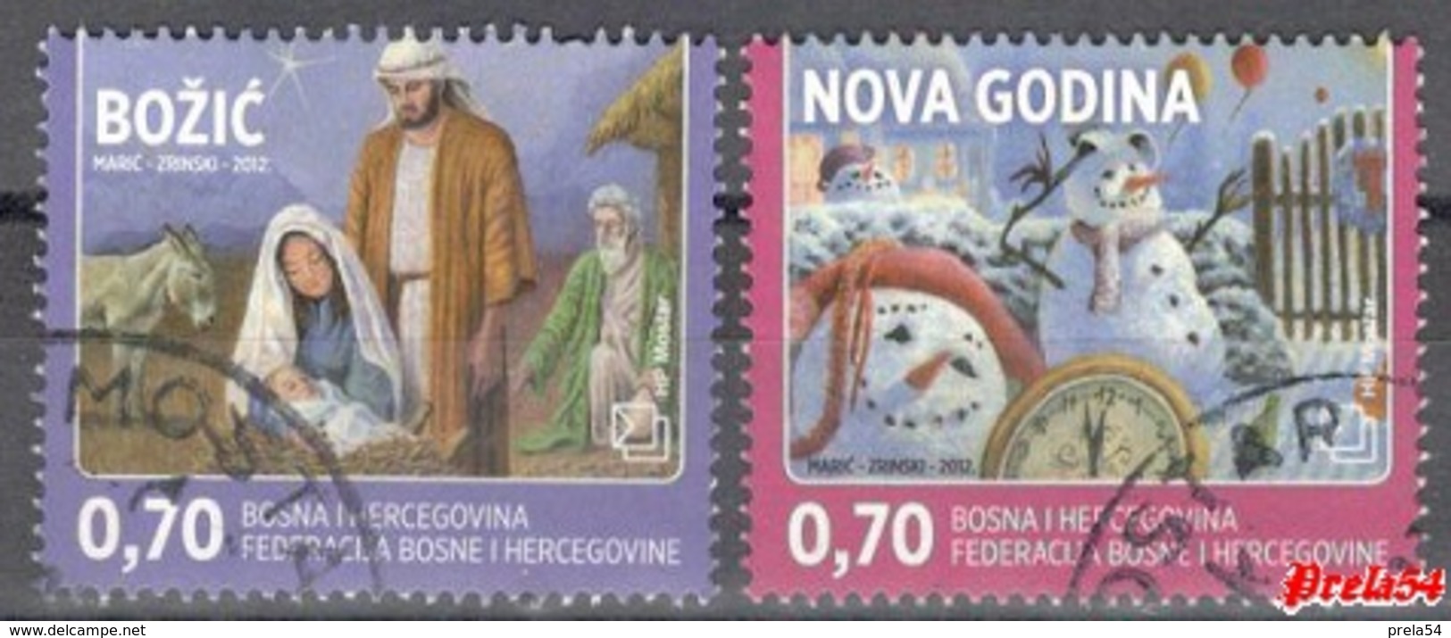 Bosnia Croatian Post :Christmas And New Year 2012 Used - Bosnia And Herzegovina