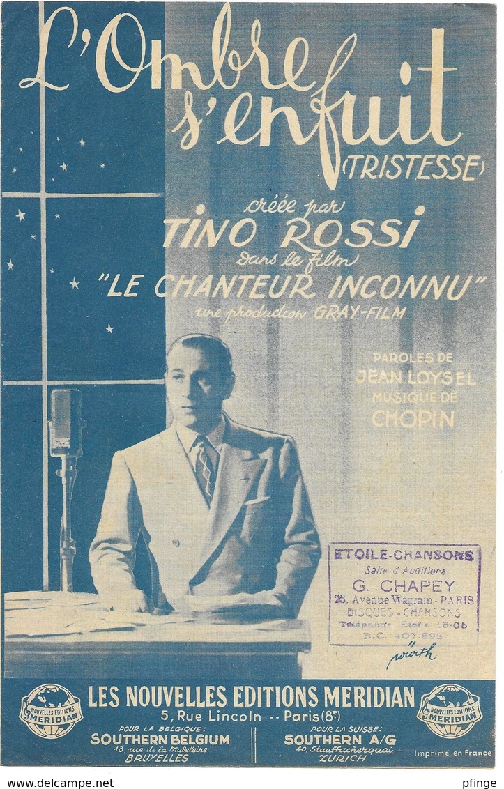 L'ombre S'enfuit - Tino Rossi  (p : Jean Loysel ;  M :Chopin) - Autres & Non Classés