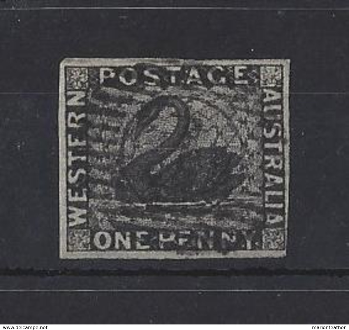 WESTERN AUSTRALIA."QUEEN VICTORIA ".(1837-01)...1d..BLACK SWAN...SG1...4 MARGIN...(CAT £275.).FINE USED. - Used Stamps