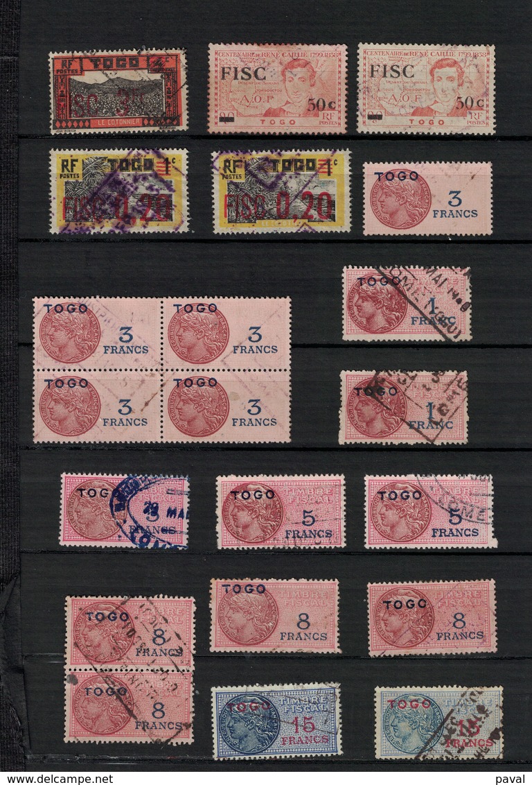 LOT DE 60 TIMBRES FISCAUX OBLITERES, TOGO, ANCIENS ET MODERNES, RARES A LA VENTE. - Used Stamps