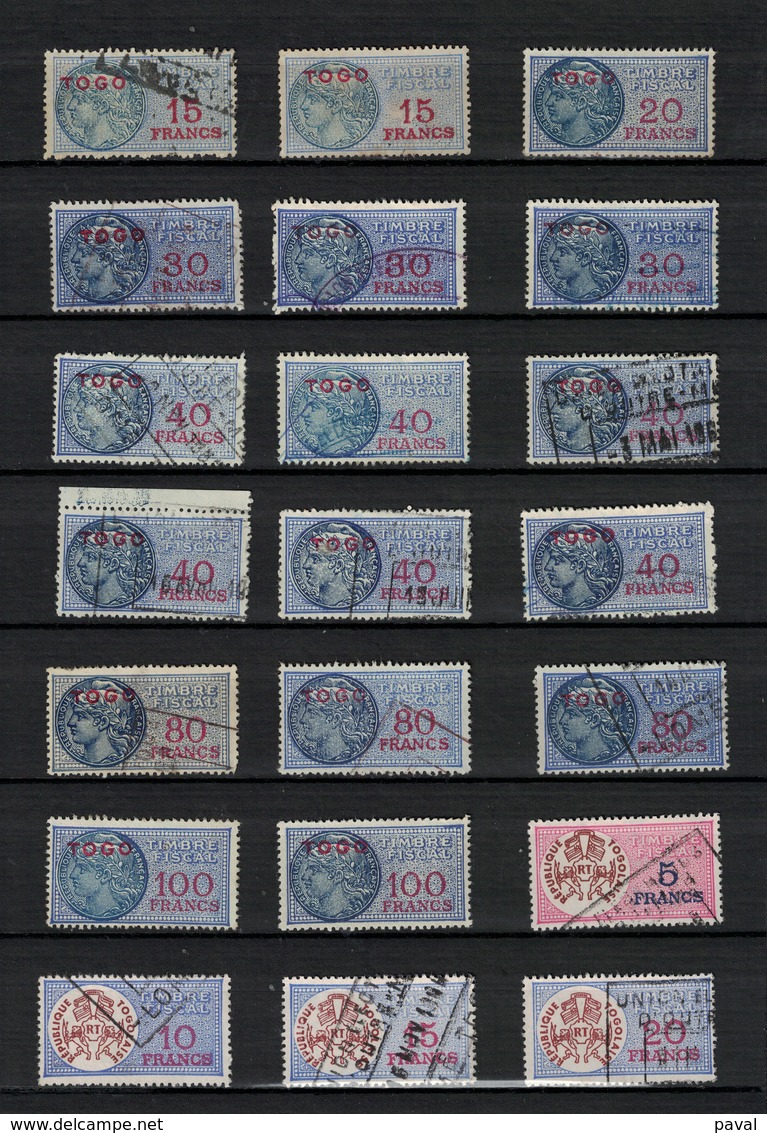 LOT DE 60 TIMBRES FISCAUX OBLITERES, TOGO, ANCIENS ET MODERNES, RARES A LA VENTE. - Used Stamps