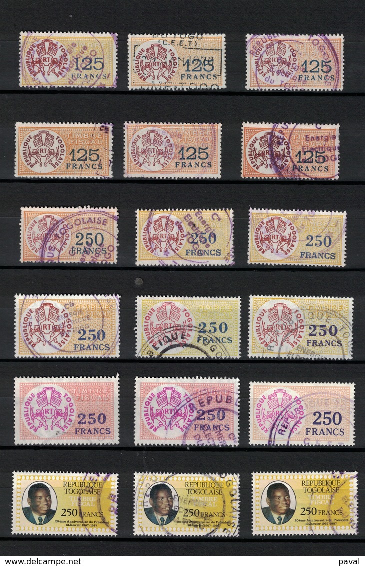 LOT DE 60 TIMBRES FISCAUX OBLITERES, TOGO, ANCIENS ET MODERNES, RARES A LA VENTE. - Used Stamps