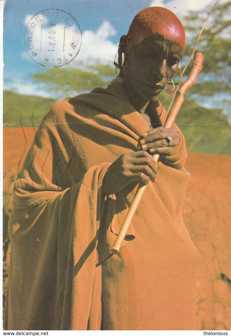 * Cartolina - Tanzania - MAASAI ELDER - Giovane Maasai - Viag. Per Ponzone 1988 - Tanzania