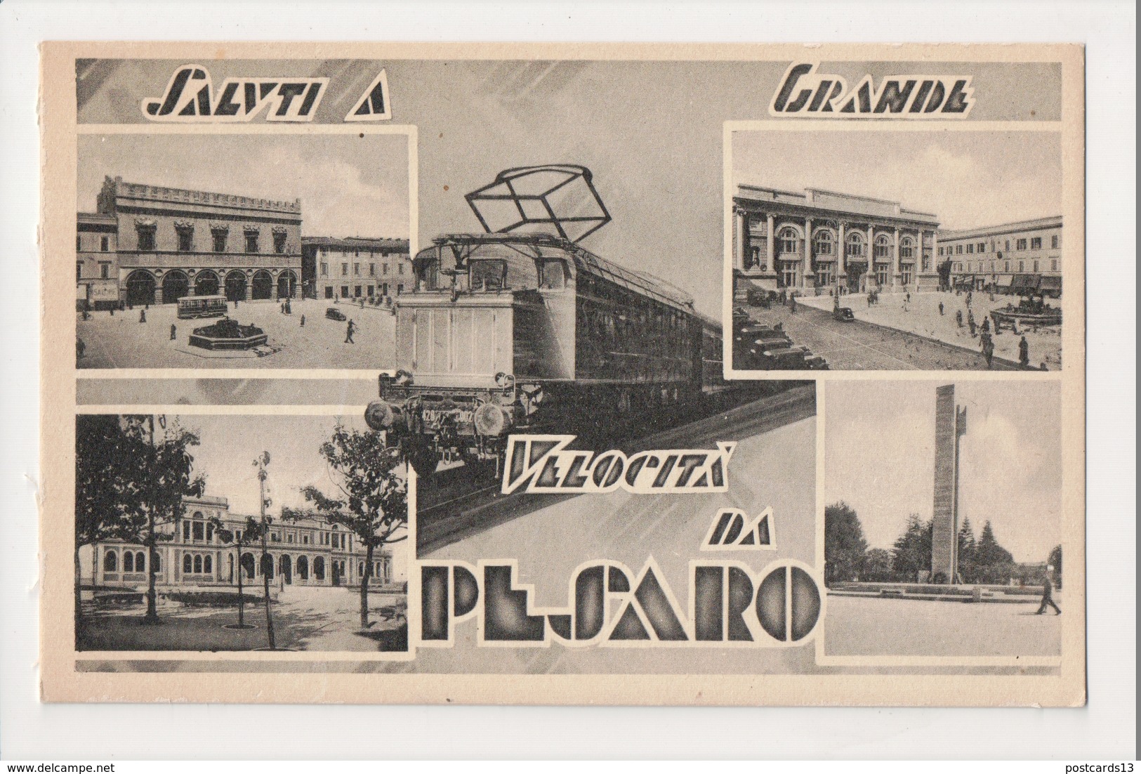 J-315 Pesaro Italy Saluti A Grande Velocita Train Vintage Postcard - Altri & Non Classificati